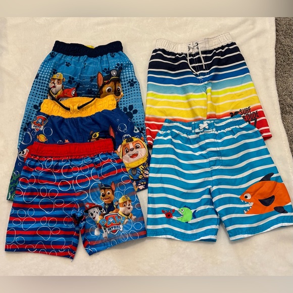 Bundle 5 Sets of Swimming Trunks Boys Sz 4 & 5 - Picture 1 of 11
